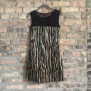 Worn 1 Time! Mini dress with gold/black pattern